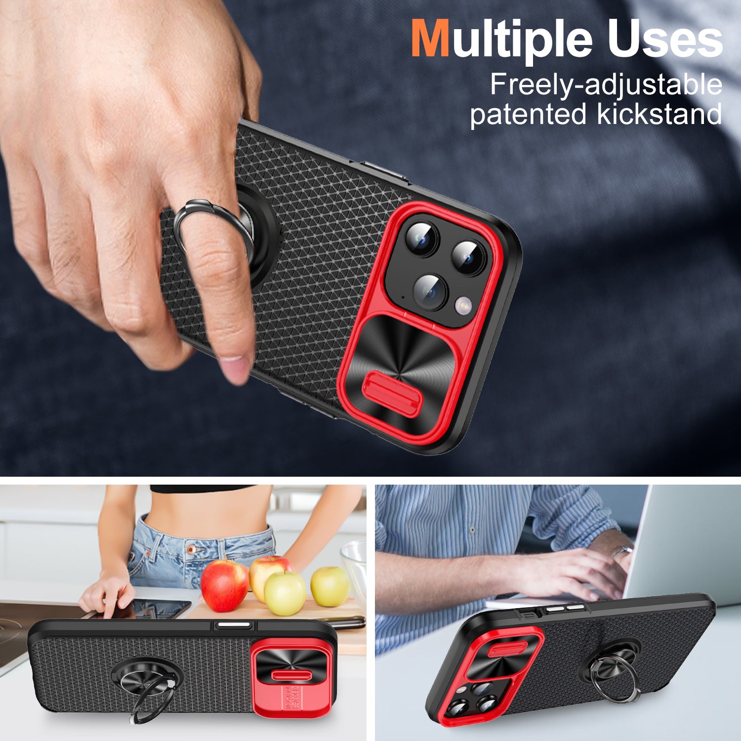 Ring Kickstand PC TPU telefontaske til iPhone 11 Pro Slide Kamera Lens Cover Smartphone Cover Ring Kickstand PC TPU telefontaske til iPhone 11 Pro Slide Kamera Lens Cover Smartphone Cover
